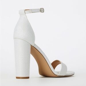 JUSTFAB White Textured Block Heel Sandal